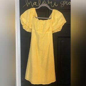 Yellow Puff Sleeve Dress